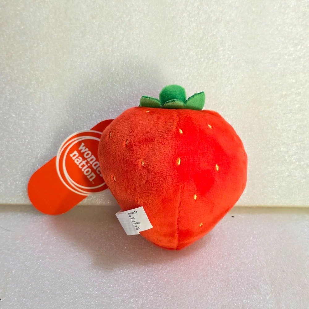 Wonder Nation Red Strawberry Plush Mini Keychain Clip Bag Charm 4x4 New